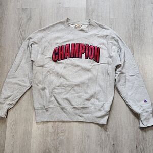 Vintage Champion Reverse Weave Men Embroided Spellout Crewneck Sweatshirt Small